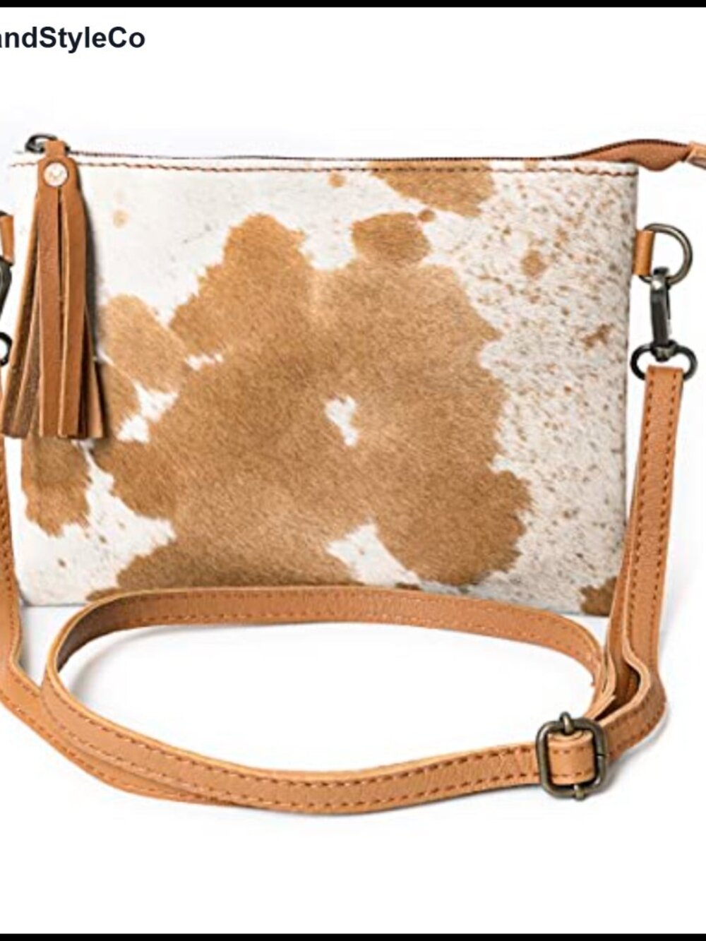 Genuine Cowhide Hair-On Pouch Crossbody Bag with Adjustable Strap